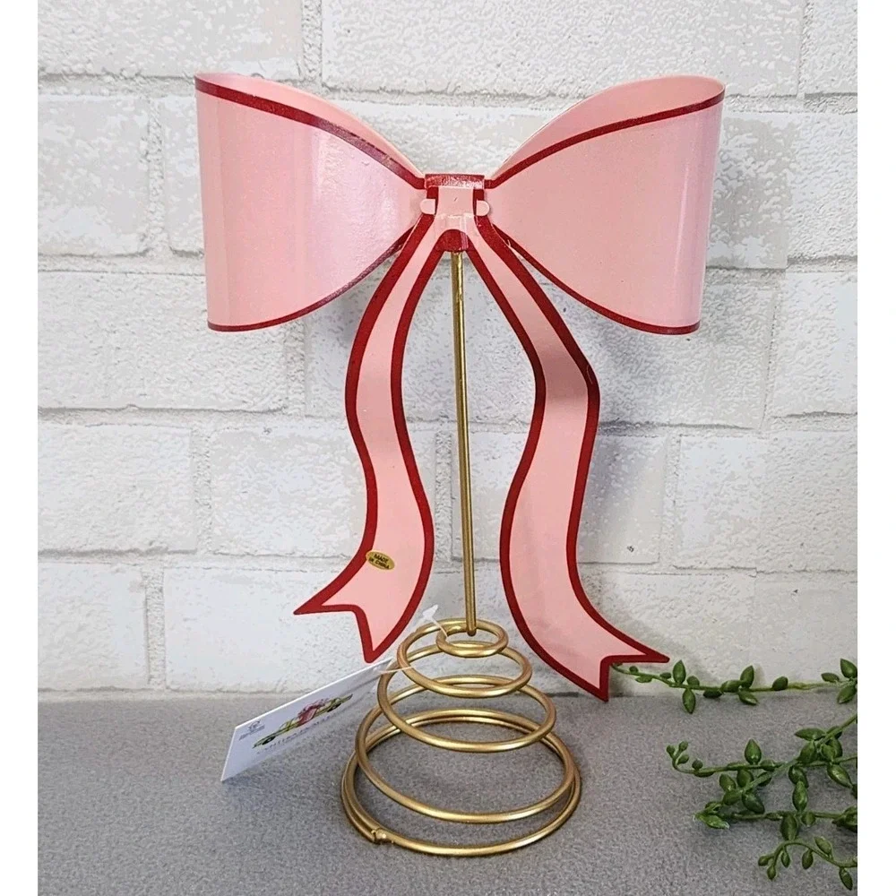 Pink Red Metal Bow Christmas‎ Valentines Day Tree Topper 11